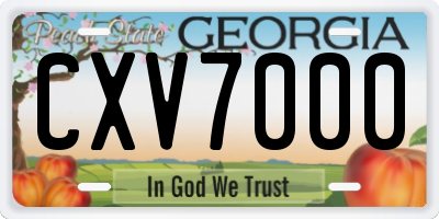 GA license plate CXV7000