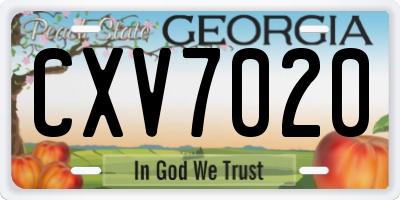 GA license plate CXV7020