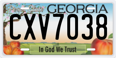 GA license plate CXV7038