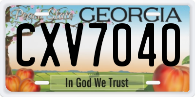 GA license plate CXV7040