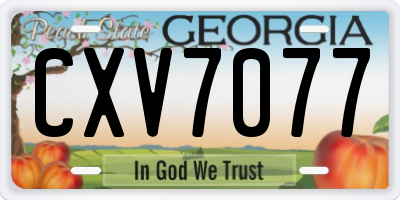 GA license plate CXV7077
