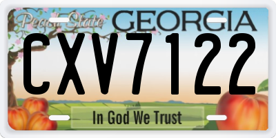 GA license plate CXV7122