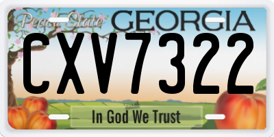 GA license plate CXV7322