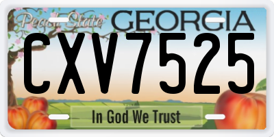 GA license plate CXV7525