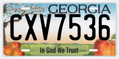 GA license plate CXV7536