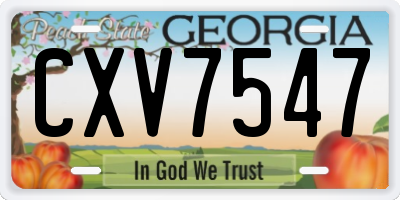 GA license plate CXV7547