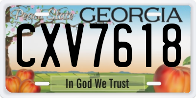 GA license plate CXV7618