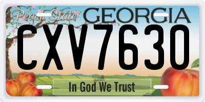 GA license plate CXV7630