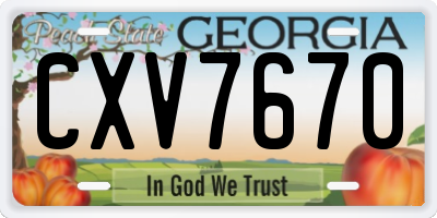GA license plate CXV7670
