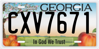 GA license plate CXV7671