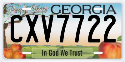 GA license plate CXV7722