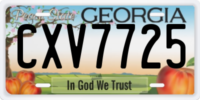 GA license plate CXV7725