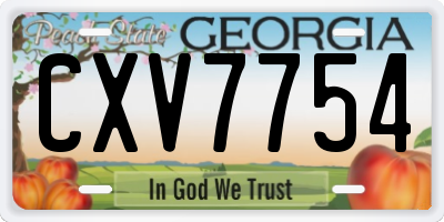 GA license plate CXV7754