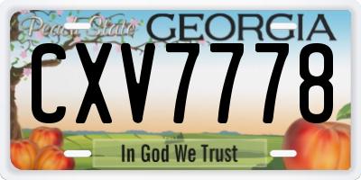 GA license plate CXV7778