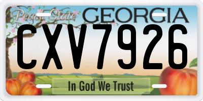 GA license plate CXV7926