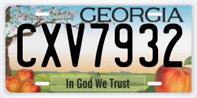 GA license plate CXV7932