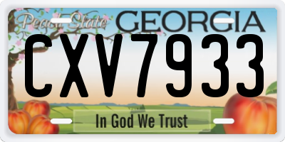 GA license plate CXV7933