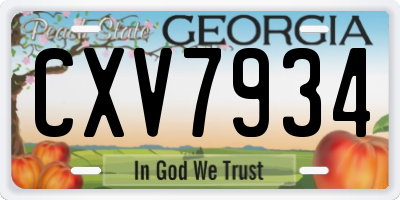 GA license plate CXV7934