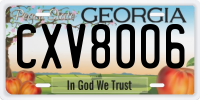 GA license plate CXV8006
