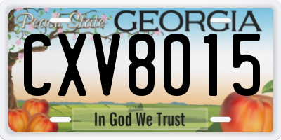 GA license plate CXV8015