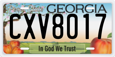GA license plate CXV8017