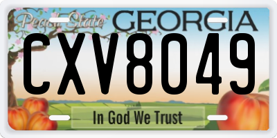 GA license plate CXV8049
