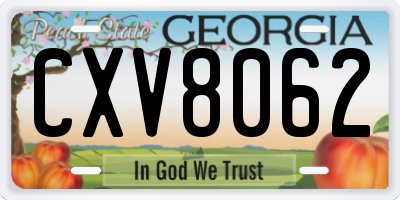 GA license plate CXV8062