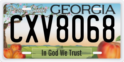 GA license plate CXV8068