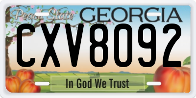 GA license plate CXV8092