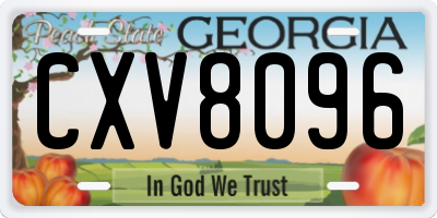 GA license plate CXV8096