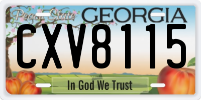 GA license plate CXV8115
