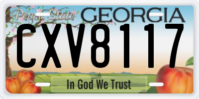 GA license plate CXV8117