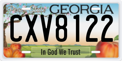 GA license plate CXV8122