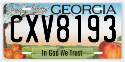 GA license plate CXV8193