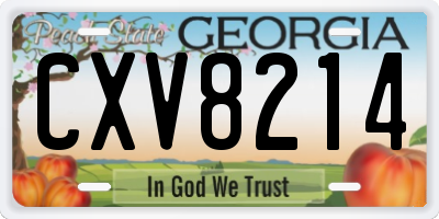 GA license plate CXV8214