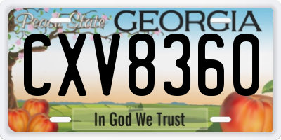 GA license plate CXV8360