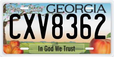 GA license plate CXV8362