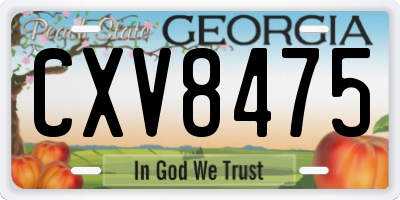 GA license plate CXV8475