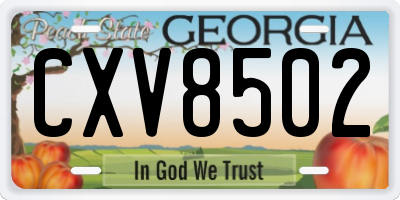 GA license plate CXV8502