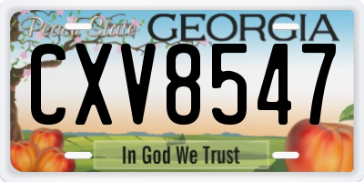 GA license plate CXV8547