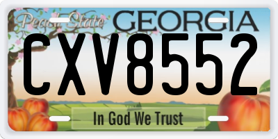 GA license plate CXV8552