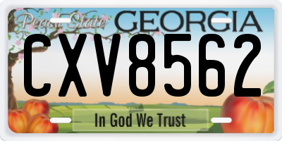 GA license plate CXV8562