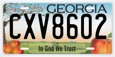 GA license plate CXV8602