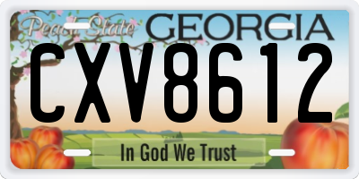 GA license plate CXV8612