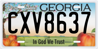 GA license plate CXV8637