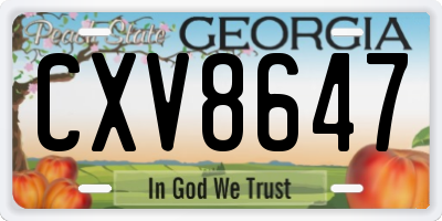 GA license plate CXV8647