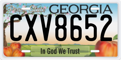 GA license plate CXV8652