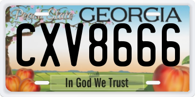 GA license plate CXV8666