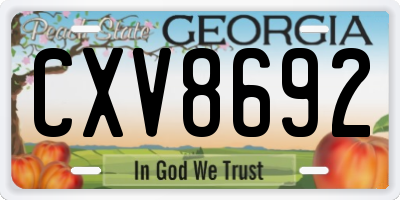 GA license plate CXV8692