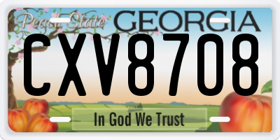 GA license plate CXV8708